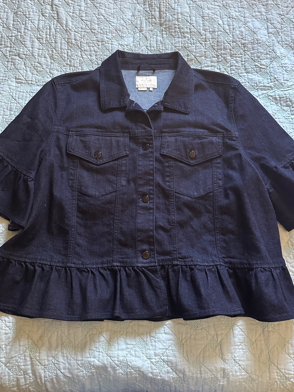 Kate Spade Ruffled Peplum Denim Jacket